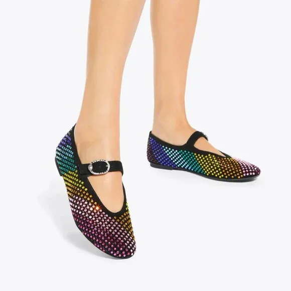 Kurt Geiger London $145 Mayfair Ballet Flat Black Combination Sz 8.5 NIB! - Picture 1 of 5